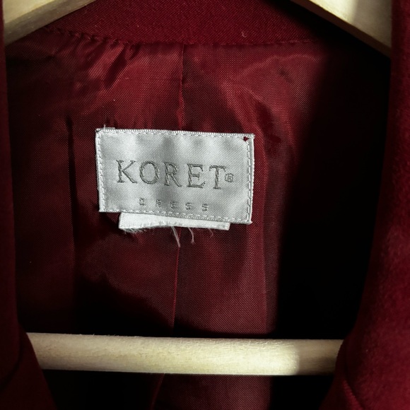 VINTAGE Koret Retro Faux Suede Women's Burgundy Blazer Large Size Measurements - Picture 4 of 7